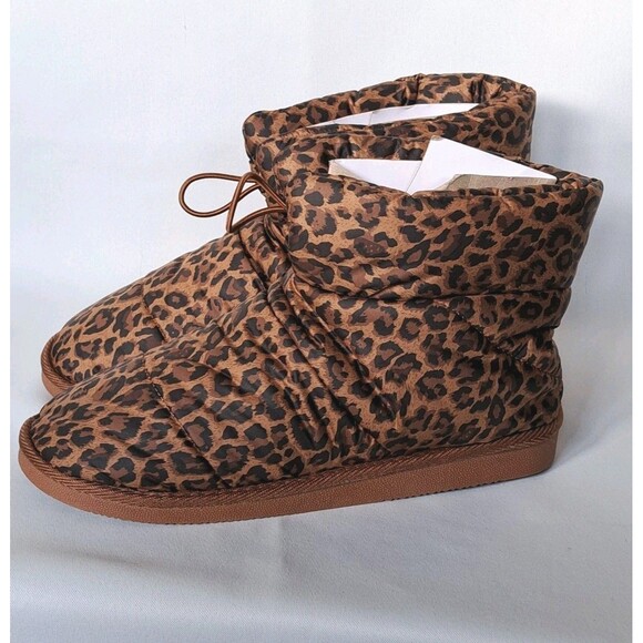 NEW Women's Juno Fuzzie Drawstring Bootie Leopardino Leopard Print Size 9 Boots - Picture 1 of 9